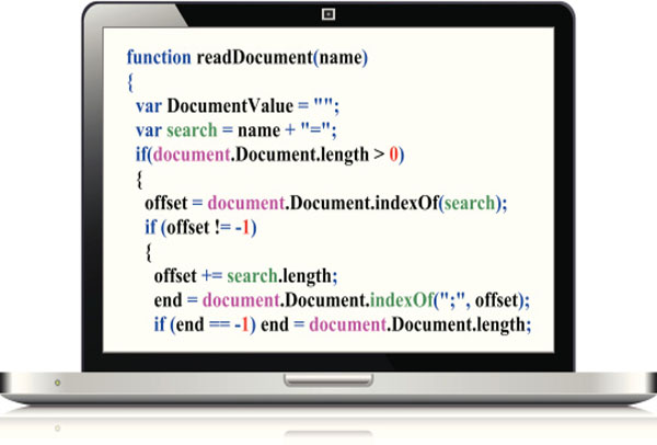 Laptop with Javascript code